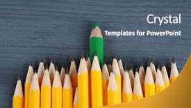  Presentation with color - Cool new presentation design with different unique - celebratory pencil among usual pencils backdrop and a ocean colored foreground