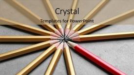  Presentation with gray - PPT layouts with different unique - one red pencil among golden background and a coral colored foreground