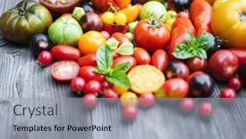  Presentation with green fresh food - PPT layouts enhanced with different-varieties-kind-of-red background and a light gray colored foreground