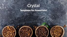  Presentation with coffee beans - Audience pleasing PPT theme consisting of different varieties of coffee beans backdrop and a dark gray colored foreground