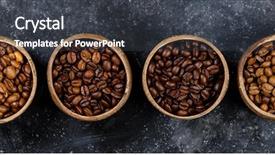  Presentation with coffee beans - Cool new slide deck with different varieties of coffee beans backdrop and a dark gray colored foreground