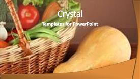  Presentation with leaves - Presentation theme featuring different vegetables in basket with yellow leaves on table on brown background background and a tawny brown colored foreground