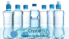  Presentation with water bottle - Presentation design enhanced with different water bottles isolated background and a light blue colored foreground