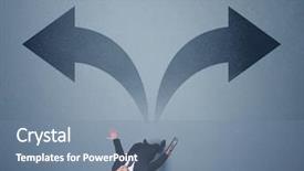  Presentation with two ways - PPT theme featuring different ways contemplating a decision background and a  colored foreground