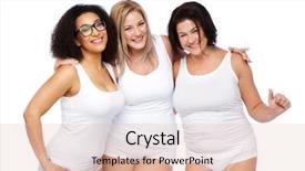  Presentation with women body - PPT theme enhanced with happy plus size women background and a lemonade colored foreground