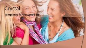  Presentation with fun - Slides featuring girlfriends having fun background and a coral colored foreground