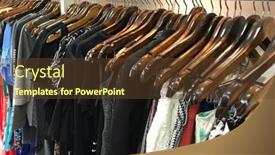  Presentation with clothes - Beautiful presentation theme featuring different-women-s-clothes-lined backdrop and a tawny brown colored foreground
