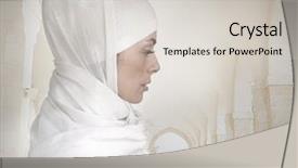  Presentation with muslim cartoons - Theme with differnt culture - beautiful muslim woman isolated background and a  colored foreground