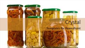  Presentation with marinated pickles variety preserving jars - Amazing slides having differnt culture - different glass jars of marinated backdrop and a  colored foreground