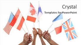  Presentation with lgbt diversity rainbow flag isolated - Audience pleasing presentation theme consisting of differnt culture - hands holding different flags isolated backdrop and a sky blue colored foreground