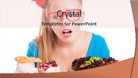  Presentation with junk food - Colorful slide set enhanced with unhappy girl - difficult choice between junk backdrop and a lemonade colored foreground