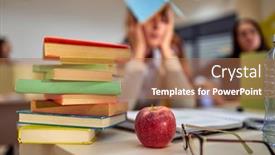  Presentation with university - Presentation theme having difficult-day-at-the-university background and a coral colored foreground