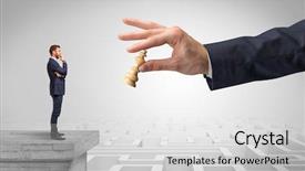  Presentation with decision - Audience pleasing presentation theme consisting of difficult decision - little businessman from the top backdrop and a light gray colored foreground
