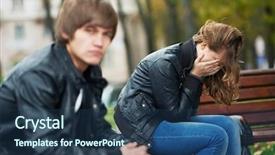  Presentation with relationship - PPT layouts consisting of difficulties of young couple people background and a ocean colored foreground