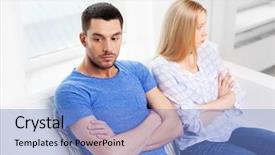  Presentation with people conflict - Cool new PPT theme with difficulty - people relationship difficulties conflict backdrop and a light blue colored foreground