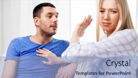  Presentation with people conflict - Slide set enhanced with difficulty - people relationship difficulties conflict background and a light blue colored foreground