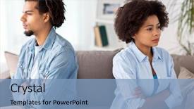  Presentation with people conflict - Colorful presentation enhanced with difficulty - people relationship difficulties conflict backdrop and a light blue colored foreground