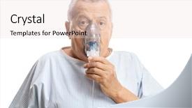  Presentation with mask - Slides consisting of difficulty breathing - mature male patient background and a sky blue colored foreground