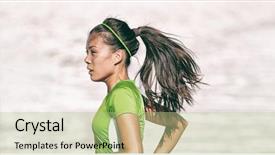  Presentation with marathon running race - Presentation enhanced with difficulty breathing - sport fitness athlete woman running background and a mint green colored foreground