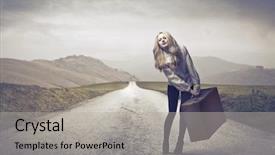  Presentation with difficulty - PPT theme consisting of difficulty on a countryside road background and a light gray colored foreground