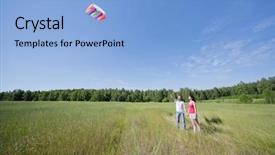  Presentation with launch - Beautiful presentation theme featuring diffraktion - wife husband launch kite backdrop and a light blue colored foreground