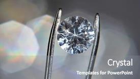  Presentation with diamond - Theme consisting of diffraktion light - diamond held by tweezers close-up background and a gray colored foreground