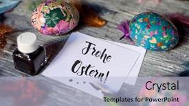  Presentation with pen ink paper - PPT theme featuring written in german an ink background and a light blue colored foreground