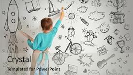  Presentation with cute - Audience pleasing theme consisting of talent - cute little girl drawing backdrop and a light gray colored foreground