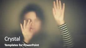  Presentation with sad woman silhouette - PPT theme featuring diffused silhouette of woman background and a gray colored foreground