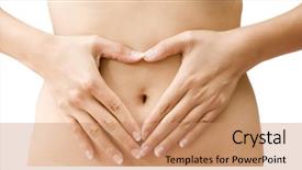  Presentation with love heart - Theme consisting of human digestion - love - a woman's hands background and a coral colored foreground