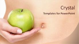  Presentation with health care mobile app - PPT layouts with digestive - apple fruits and stomach health background and a lemonade colored foreground