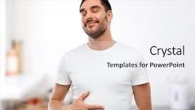  Presentation with eating - Slides with digestive - eating satisfaction and people concept background and a sky blue colored foreground