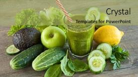  Presentation with green apples - Slide set with digestive - green smoothie with apples parsley background and a yellow colored foreground