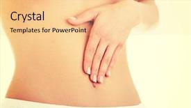  Presentation with slim belly - PPT theme enhanced with digestive - hand on fit slim woman background and a lemonade colored foreground