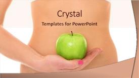  Presentation with green apple - Cool new slide deck with digestive - picture of a woman holding backdrop and a coral colored foreground