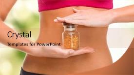  Presentation with female sport - Colorful presentation theme enhanced with digestive - sport fitness healthcare and diet backdrop and a coral colored foreground