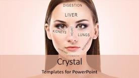  Presentation with acne - Amazing PPT theme having digestive - young woman with acne face backdrop and a coral colored foreground