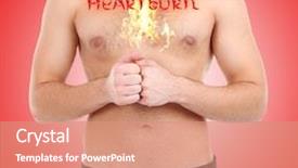  Presentation with heartburn - Audience pleasing PPT theme consisting of digestive tract - word heartburn made with red backdrop and a coral colored foreground