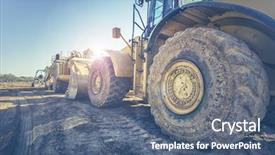  Presentation with bulldozer - Slide set having digger bulldozer on construction site background and a ocean colored foreground