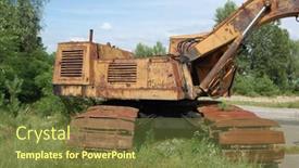  Presentation with chernobyl - Slide set featuring digger lost city near chernobyl area modern ruins ukraine kiev region background and a tawny brown colored foreground