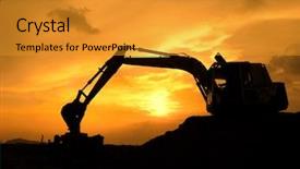  Presentation with power - Cool new presentation design with digger shovel working at subset backdrop and a gold colored foreground