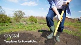  Presentation with boot camp boots - Theme with digging - image of male farmer background and a dark gray colored foreground