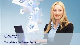  Presentation with internet communication - Audience pleasing theme consisting of digi - business communication and internet concept backdrop and a sky blue colored foreground