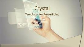  Presentation with virtual hand - Amazing slide set having digi - close up of man hand backdrop and a soft green colored foreground