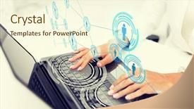  Presentation with business networking - Beautiful PPT layouts featuring digi - office business technology networking backdrop and a cream colored foreground