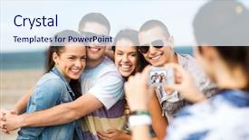  Presentation with holidays - Cool new presentation theme with digi - summer holidays and technology concept backdrop and a sky blue colored foreground