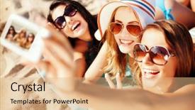  Presentation with shells beach summer holiday - Presentation design featuring digi - summer holidays technology and beach background and a coral colored foreground