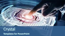  Presentation with virtual - Presentation design featuring digital - close up of human hands background and a ocean colored foreground