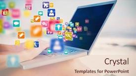  Presentation with beach - Amazing PPT theme having digital - woman sitting on beach using backdrop and a lemonade colored foreground