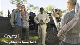  Presentation with jeep - Cool new presentation design with digital africa - couple and safari guide posing backdrop and a tawny brown colored foreground